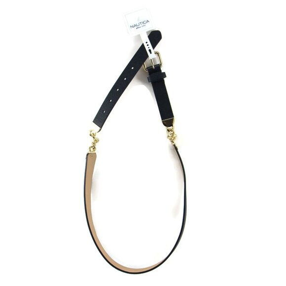 Nautica Women's Accessories Chain Accent Belt Black Size X-Large New - Picture 6 of 7